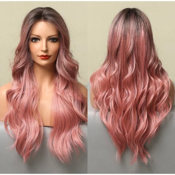 Ombre Pink Middle Part Lace Wig - Picture 2 of 7